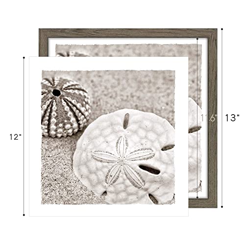 Tropical Beach Picture for Wall: Small Seaside Seashell Wall Art and Coastal Ocean Artwork Photo Framed Seascape painting Bedroom Decor (13x13) - Image 4