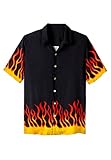 KingSize KS Island Men's Big & Tall Printed Rayon Short-Sleeve Shirt - Big - 3XL, Flames Red