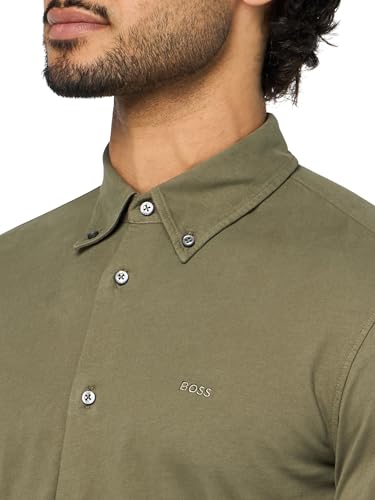 BOSS Men's Garment Dyed Jersey Button Down Shirt3
