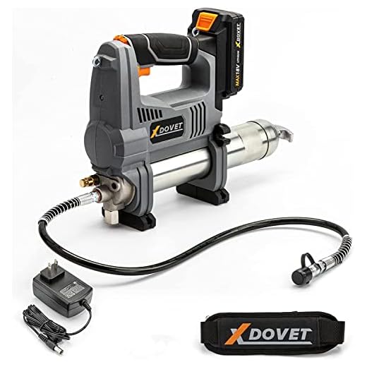 XDOVET Cordless Grease Gun Battery Powered,18V Professional Electric Grease Gun Kit with 10000 PSI, Maximum Grease Capacity 14 OZ with 30-inch Flexible Hose, 4 Point Base