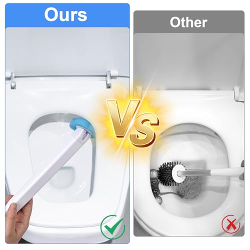 Rzspher Einweg Toilettenbürste, Klobürste mit 18 Stück Reiniger Nachfüllungen, WC-Reinigungssystem mit Einweg-Nachfüllköpfen, Wand-WC-Stab-Set