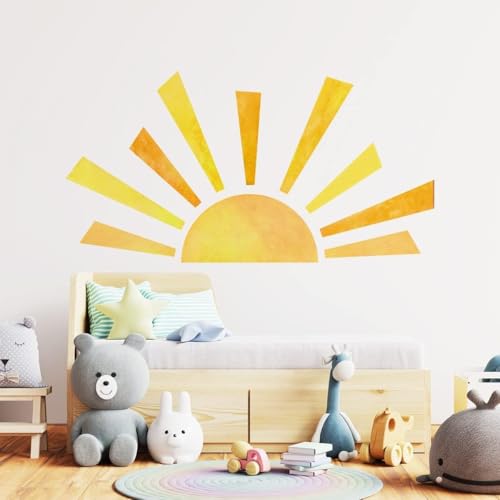 Denylo Pro 1027 42 X 23.5 Inch Boho Half Sun Wall Decals Watercolor Sun Murals Modern Wall Decals Vinyl Sun Wall Decals Removable Peel And Stick Wall Stickers For Classroom Living Room Bedroom Playroom Decor thumb #3