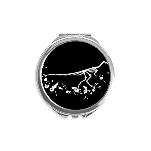 Miroir à la main portable motif herbe dinosaure petit miroir cosmétique de poche multicolore