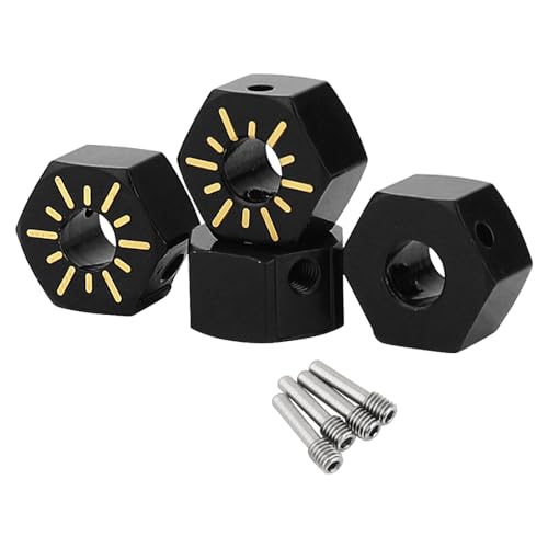 RZXYLRC 4PCS Black Coating Brass 12MM Wheel Hex Hubs Drive Adaptors for 1/10 RC Crawler Axial SCX10 PRO SCX10 III UTB10 Upgrade