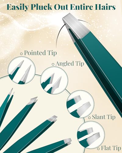Image of MORGLES Tweezers Set 9 Pcs Nail Clipper Kit with Case for Eyebrows Grooming