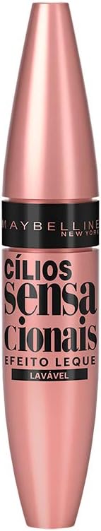 Maybelline NY Cílios Sensacionais Máscara de Cílios Lavável, Efeito Leque com Volume e Definição, Longa Duração e Não Empelota, Cor Preto Intenso, 9,5ml