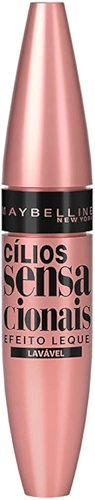 Maybelline NY Cílios Sensacionais Máscara de Cílios Lavável, Efeito Leque com Volume e Definição, Longa Duração e Não Empelota, Cor Preto Intenso, 9,5ml