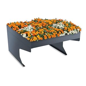 Metzler Rasenmäher Garage in RAL7016 Anthrazit | mit Pflanzkasten | Carport Garagendach Rasenroboter | Schutz vor Regen & Hagel | 60×37×70 cm