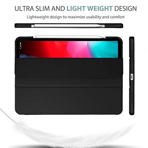 Image of DuraSafe Cases for iPad PRO 11 Inch 1st [ PRO 11 2018 1 Gen ] A1980 A1934 A2013 A1979 MTXN2HN /A MTXP2HN /A MTXR2HN /A Trifold Hard Smart PC Translucent Back Cover - Black