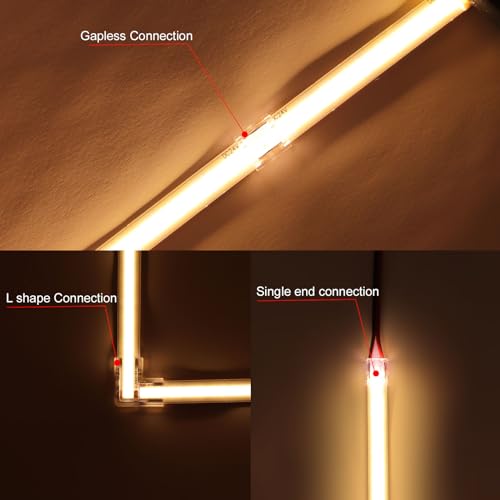 Tira de LED COB 12V 3000K 16.4 pies con conector rápido miniatura 7
