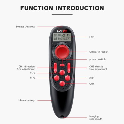 havcybin HOTRC DS-600 6CH 2.4GHz RC Transmitter and Receiver Remote Controller with DS 600 PWM 6 Channel Receiver for RC Boat (w/PWM RX)