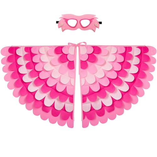 D.Q.Z Bird-Wings-Costume for Kids Dress Up Felt Feathered Owl Parrot Chicken Animal Role Play Costume Gift for Girl Boys (Pink Bird)