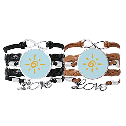 Bracelet en cuir motif soleil jaune (pack de 2) à offrir comme symbole d'amitié