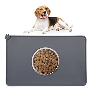 Relaxdays Napfunterlage, Hunde & Katzen Fressnapf, rutschfest, wasserdicht, Silikon Futtermatte, 48,5×30 cm, dunkelgrau