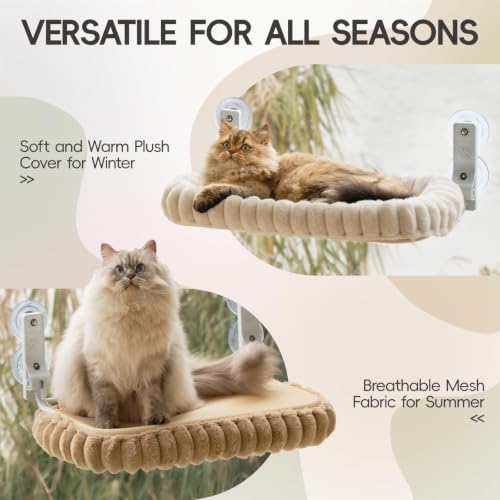 Miniatura 5 de Edagny - Elegante Hamaca De Cama Para Gatos De Interior, Plegable, Con Funda Reversible, 54 X 30 Cm, Percha De Felpa Resistente Hasta 18 Kg Blanco, M