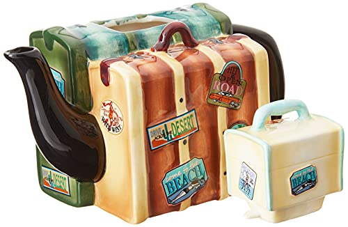 Appletree Design Road Trip Luggage Teapot, 5-1/2-Inch #TOP1