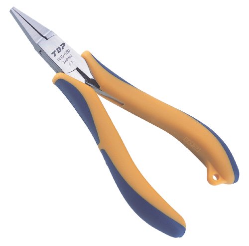 トップ フラットノーズプライヤ 三枚合せ 先端厚2.5㎜ ギザ無 バネ調整可能 FN3-130