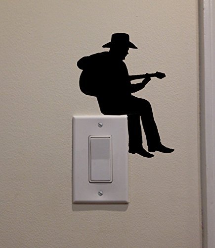Yingkai Cowboy Playing Guitar On Light Switch Decal Vinyl Wall Decal Sticker Art Living Room Carving Wall Decal Sticker For Kids Room Home Window Decoration #TOP22