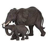 Deco 79 Polystone Elephant Decorative Sculpture Family Home Decor Statue, Accent Figurine 14' x 5' x 9', Brown