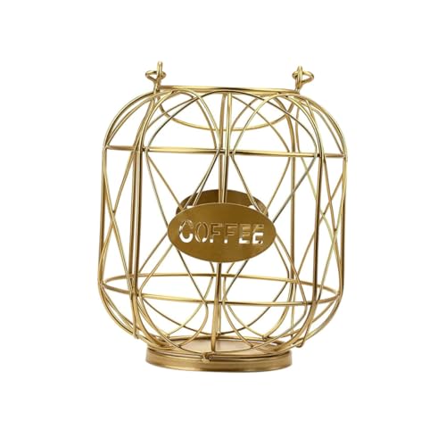 CONGARTENO Cestino Porta Capsule Caffè in Ferro Color Oro Grande Organizer da Banco per Casa Ufficio e Bar Supporto Resistente e Capiente per Cialde Modo Mio e Capsule Pod Storage