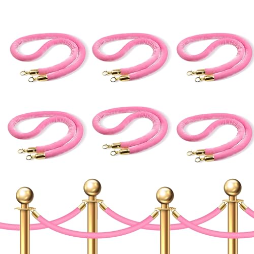 Corde de barrière velours rose pour organiser les files d'attente de fête