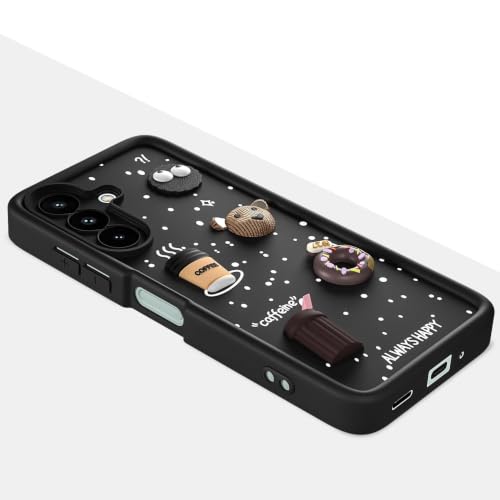 Image of Bintage Back Cover Compatible for Samsung Galaxy A27 5G | Cute 3D Taddy Ball Bear Milk Cake Coffee Silicon Case Full Body & Camera Protection - Black