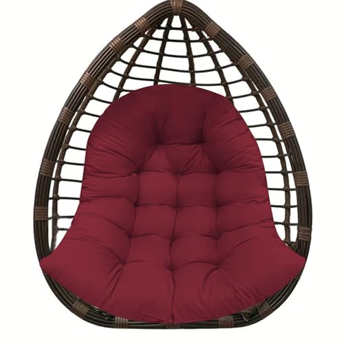 BCKNT Thicken Egg Chair Cushion Replacement, Outdoor Hammock Swing Cushions with Ties, Hanging Wicker Basket Seat Pad with High Elasticity PP Cotton, for Garden Patio Porch Furniture (Only Cushion)