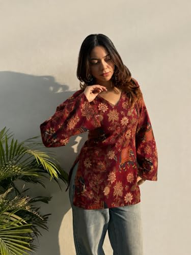 Image of ANNI Designer Cotton Short Kurti for Women | Stylish Kurti | Short Kurti Top | Casual Kurta for Women | Comfortable Cotton Kurtis for Womens