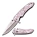 FF-A003PK-MC Master Cutlery FF-A003PK 3.75" Folder, Mirror Blade, Rose Texture Pink Cd Glare Handle with Clip