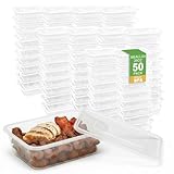 50-Pack Reusable Meal Prep Containers Microwave Safe Food Storage Containers with Lids, 28 oz - 1 Compartment Take Out Disposable Plastic Bento Lunch Box to Go, BPA Free - Dishwasher & Freezer Safe