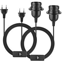 Gaethra 2 x E27 Lampenfassung mit Schalter, Lampenfassung e27 mit 3.5m Kabel, Geeignet für Wohnzimmer, Küche, Schlafzimmer, Schwarz