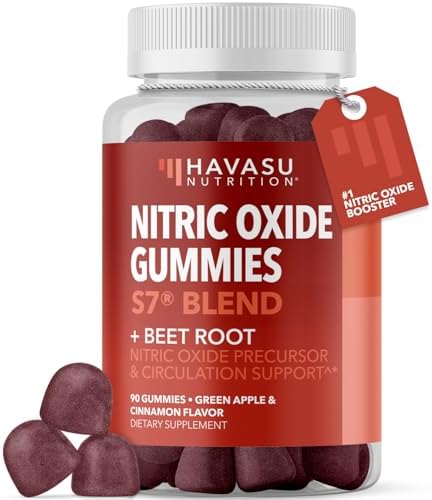 Nitric Oxide Gummies for Men and Women with L-Arginine and Beet Root – NO Gummies for Endurance and Recovery – 90 Count – Green Apple and Cinnamon Flavor – Vegan, Non-GMO, 1 Month Supply