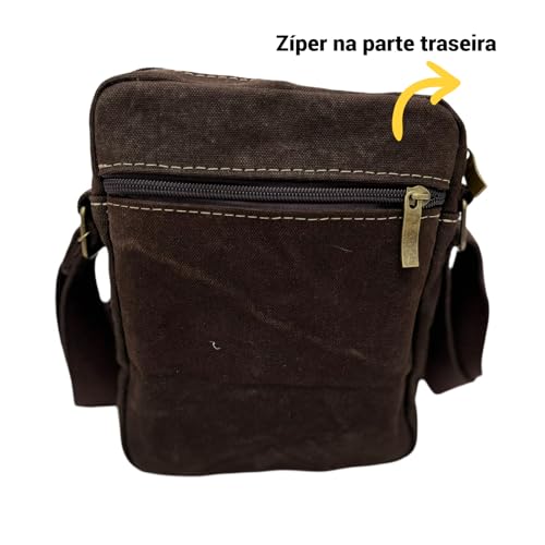 Shoulder Bag Bolsa Transversal Alça de Ombro Tiracolo, Marrom, Pequena Masculino Feminino