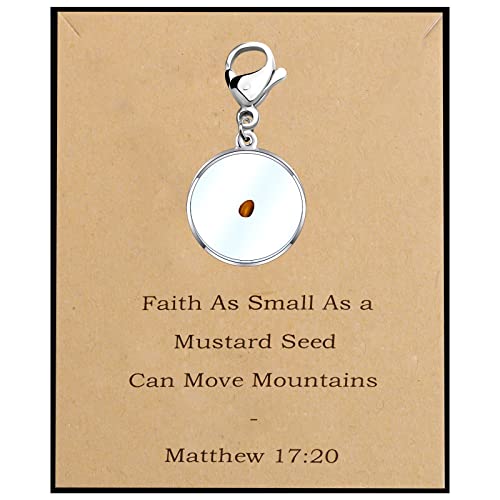 BEKECH Seed of Faith Mustard Seed Charm Zipper Pull Clip On Gift for Religious Men Women Christian Sunday School Teacher