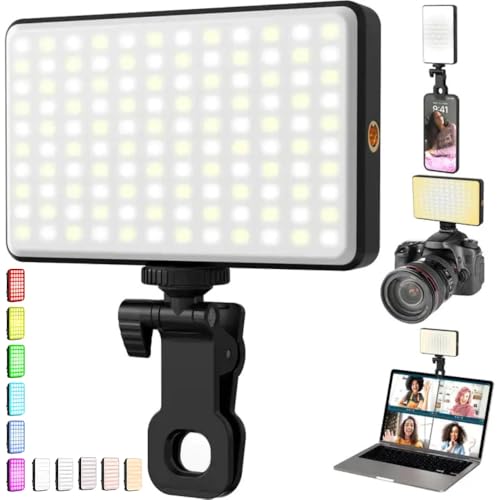 Iluminação Selfie com Clipe Ajustável para Vídeos e TikTok - Luz Auxiliar Led RGB Para Celular Notebook Selfie Led Ring Light Profissional Fotografia Flash Iluminação De Preenchimento De Vídeo E Foto