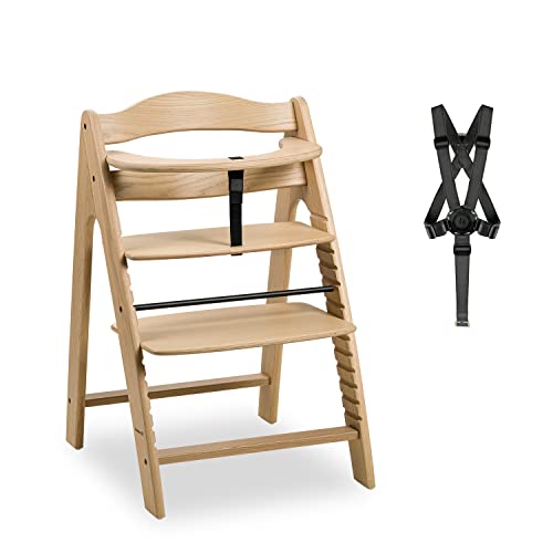 hauck Arketa Trona Evolutiva Madera, Trona Madera certificada FSC®, Trona Evolutiva Bebe a partir de 6 meses, con Barra de Seguridad y Arnés de 5 Puntos, Roble