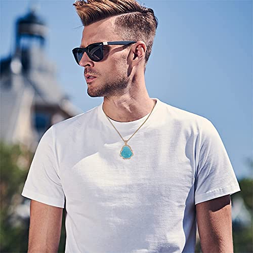 Image of ASGIFT Laughing Buddha Necklace Cubic Zirconia Green Jade Buddha Pendant with 18K Gold Plated Chain Lucky Buddha Necklace Jewelry Gift