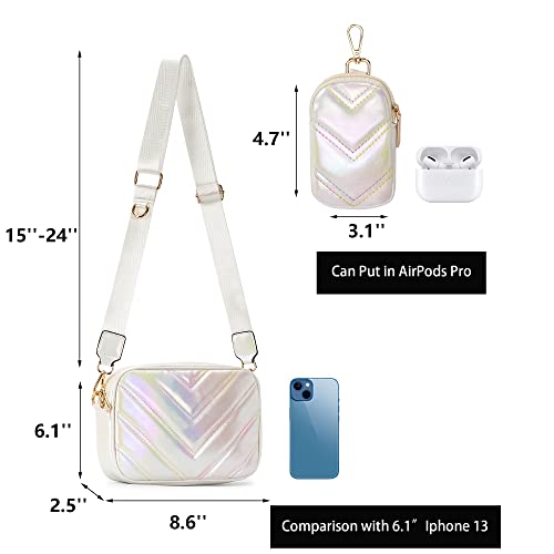 Image of Herald Quilted Small Crossbody Bag with Coin Pouch for Women | Lightweight, Vegan Leather, Trendy Style, Detachable Mini Pouch, 2 Size Cross Body Handbags with Wide Strap for Daily Travel