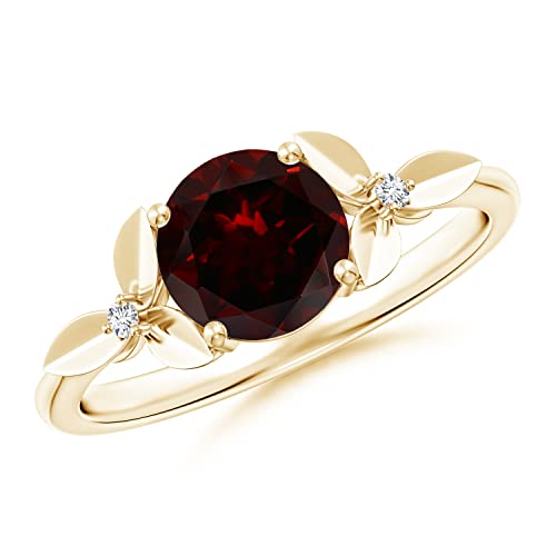 ANGARA Natural Garnet Solitaire Ring for Women in 14K Solid Gold | Birthday, Engagement, Anniversary, Wedding Jewelry Gift for Women