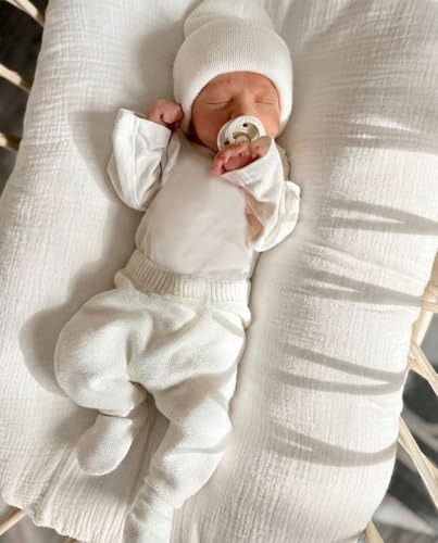 Image of Muslin Baby Lounger Cover 2 Pack, Soft Breathable Newborn Lounger Pillow Cover for Boys Girls Infant (White & White)