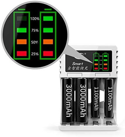 Miniatura 6 de Huansi - Cargador de batería recargable inteligente con pantalla LCD compatible con pilas AAAAA NiMHNi-Cd - 1 puerto de carga USB de 3 horas Negro