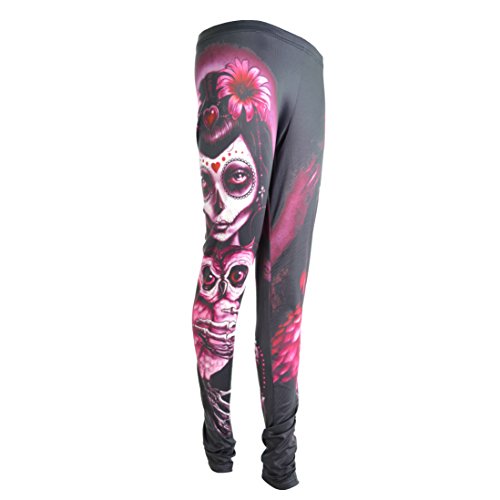 Chouette Muerte Legging Noir en maille extensible confortable pour femme