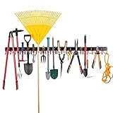 PHUNAYA Metal Garden Tool Organizer,51 Inch Garage Organizer,Adjustable Storage System,Garage Wall Organizer for Rake,Broom and Yard Tools.