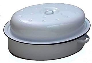 Casserole Dish Falcon Enamel Oval Roaster Oven Roasting Tray Tin + Lid