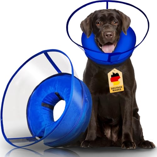 Aschpas® 2-IN-1 Aufblasbare Halskrause Hund mit Trichter, Halskrause Katze, Katzenkragen Hundekragen Leckschutz Hund, Hundebody nach OP, Abnehmbar Kragen Katze