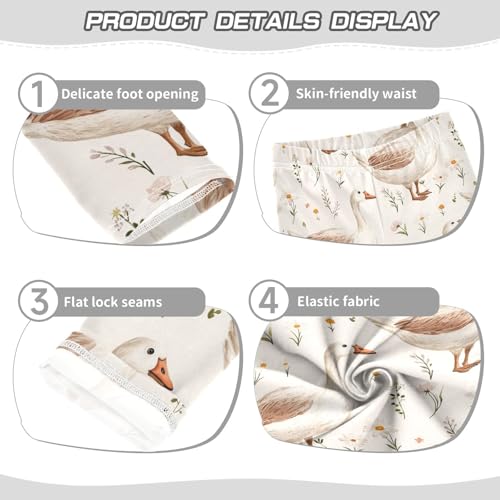 Hand Drawn Goose Girls Leggings,Workout Leggings for Girls Toddler Athletic Legging Size for 3-10T3