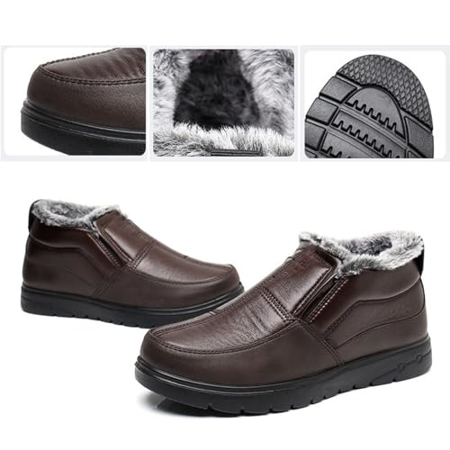 Crepuscute Men's Slip-On Warm Snow Ankle Boots Outdoor Non-Slip Casual Soft Bottom Booties Walking Sneakers House Shoes2