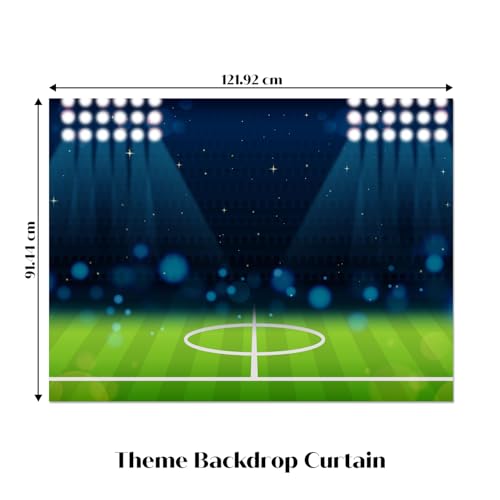 Image of Just Party Football Theme Party Decoration - 100 pcs Happy Birthday Decoration Kit for Kids | Soccer Theme Birthday Decoration Items for Boys & Girls |Includes Balloons, Backdrop Curtain, Props