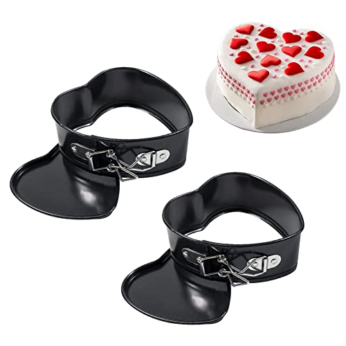 EUBSWA Mini Herz Backformen 12cm 2 Stück, Kleine Herz Springformen Kuchenform Kuchen Backform, Mini Herz Kuchenbackformen mit Antihaftbeschichtung