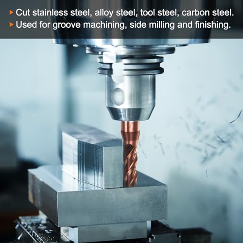 Image of HARFINGTON 2pcs Square Nose End Mill 4mm Shank 2mm x 20mm AlTiSin Coated Solid Carbide Long Reach Extended Neck 4 Flutes CNC Router Bit Milling Cutter for Stainless Steel Hardened Steel